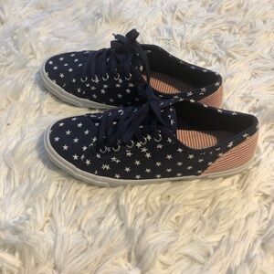 Stars and Stripes Patriotic Women's  Canvas Sneakers Tennis Shoes Size 8
